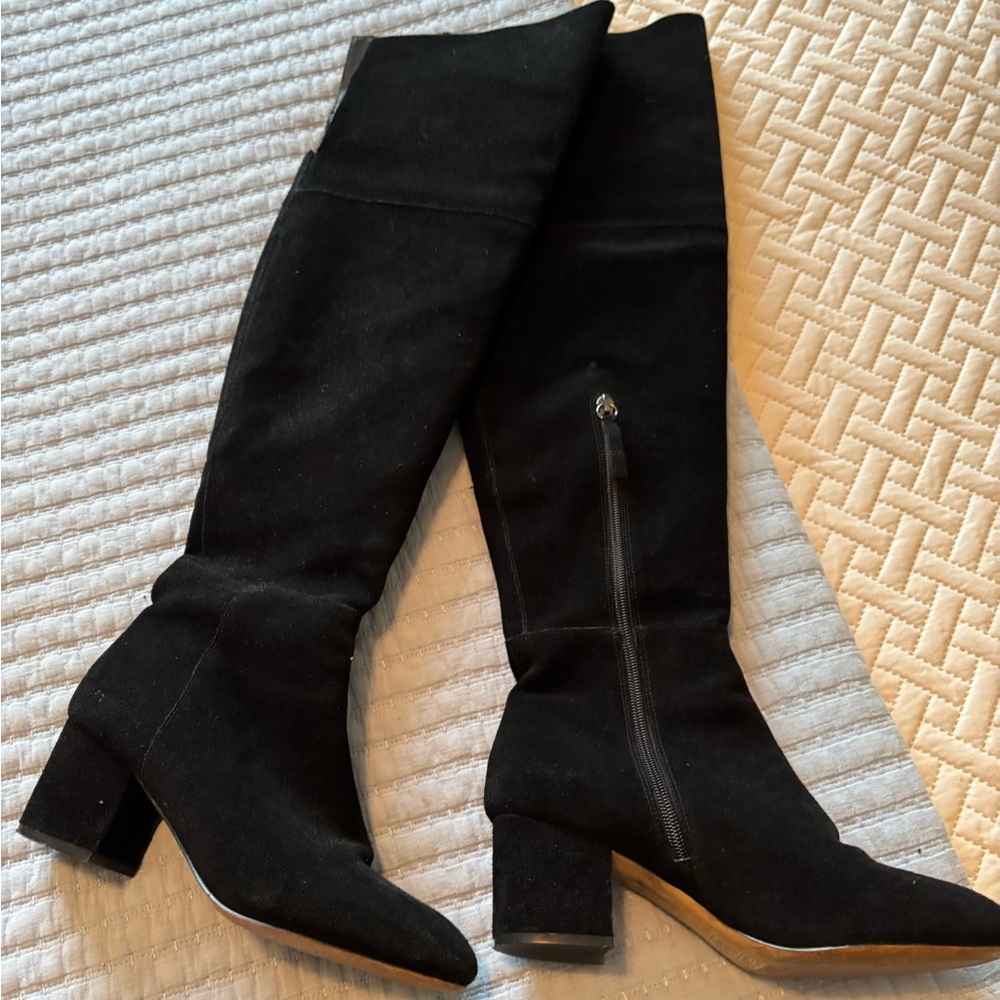 White House Black Market Black Over the Knee Black Suede Boots